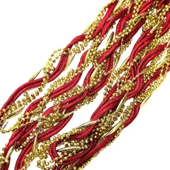 GARLAND 5S-TWISTED 108″/9FT (2.7M) RED/ GOLD BEAD & STRAND