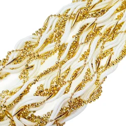 GARLAND 5S-TWISTED 108″/9FT (2.7M) ROSE GOLD/ WHITE BEAD & STAND