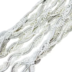 GARLAND 5S-TWISTED 108″/9FT (2.7M) SILVER/ WHITE BEAD & STRAND