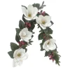 GARLAND WHITE MAGNOLIA 60″ W/MIXED GREENS & ICED RED BERRIES