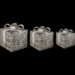 GIFT BOX SET 6/8/10″ RATTAN W/ GLITTER LED