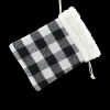 GIFT SACK BLACK/ WHITE PLAID 6″ X 8″ SHERPA CUFF