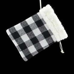 GIFT SACK BLACK/ WHITE PLAID 6″ X 8″ SHERPA CUFF