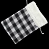 GIFT SACK BLACK/WHITE PLAID 8″ X 10″ SHERPA CUFF