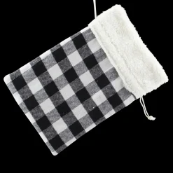GIFT SACK BLACK/WHITE PLAID 8″ X 10″ SHERPA CUFF