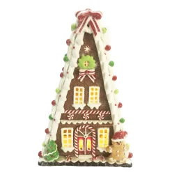 GINGERBREAD HOUSE W/ LED (YELLOW) 9.4″ CLAY DOUGH