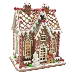 GINGERBREAD HOUSE W/ LED (YELLOW) 9.4″ CLAY DOUGH