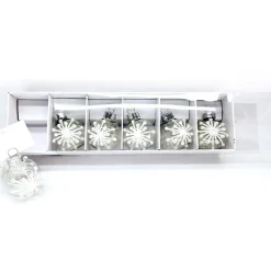 GLASS BALL 1.5″ CARD HOLDER CLEAR WITH SNOWFLAKE