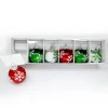 GLASS BALL 1.5″ CARD HOLDER RED/GREEN/CLEAR WITH SNOWFLAKE 3 STYLES