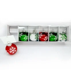 GLASS BALL 1.5″ CARD HOLDER RED/GREEN/CLEAR WITH SNOWFLAKE 3 STYLES