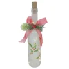 GLASS BOTTLE TABLE DECOR W/ 10 LED LIGHTS 11.5″ WHITE HOLY PATTERN