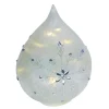 GLASS DROP-SHAPED TABLE DECOR 6″ FROSTED W/ SNOWFLAKE