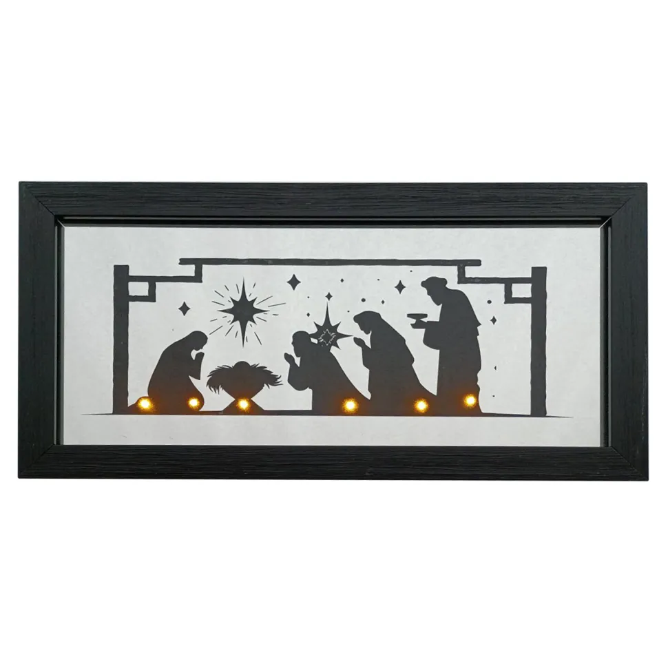 GLASS/ MDF WALL DECOR LED LIGHTS 15.5″ X 8″ – THE NATIVITY SCENE