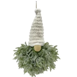 GNOME HANGING PINE BODY|FUR HAT GREEN/NATURAL 19.5″x27.5″ FROSTED