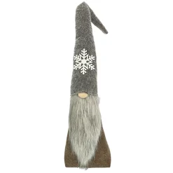 GNOME PLUSH FAUX FUR BROWN 34.5″ W/ SNOWFLAKE