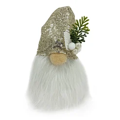 GNOME PLUSH FAUX FUR CHAMPAGNE 11.5″ W/ SEQUINS HAT