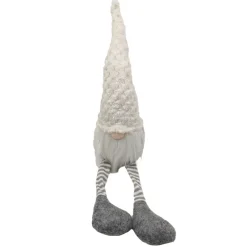 GNOME PLUSH SITTING 19″ WHITE HAT/GRAY W/ DANGLE LEGS