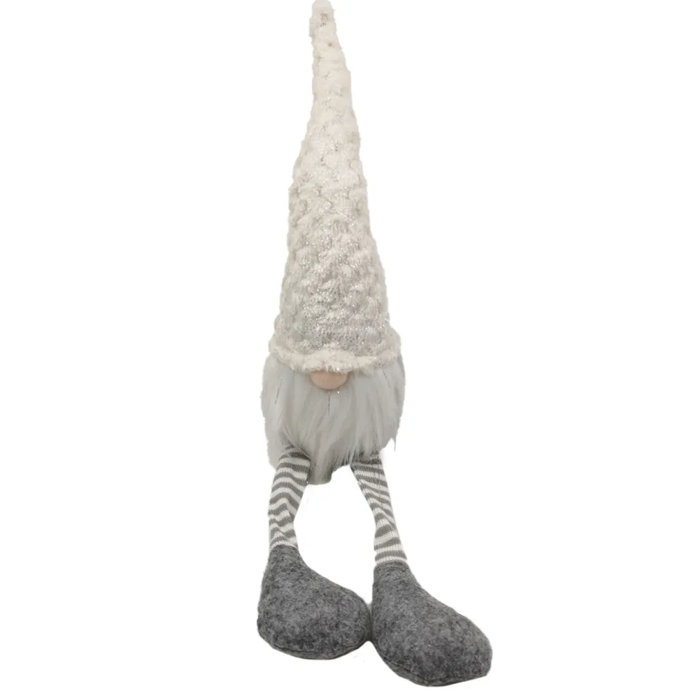 GNOME PLUSH SITTING 19″ WHITE HAT/GRAY W/ DANGLE LEGS