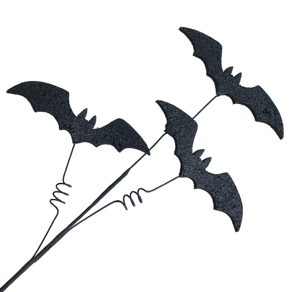 HALLOWEEN SPRAY 3xBAT 28″ BLACK GLITTER