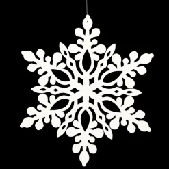 HANGING SNOWFLAKE 14″ WHITE GLTR