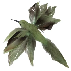 HUMMING BIRD 9.5″ GREEN, W/ CLIP FEATHER TAIL