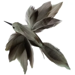 HUMMING BIRD 9.5″ SAGE/ BROWN W/CLIP FEATHER TAIL