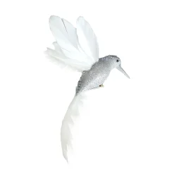 HUMMING BIRD WHITE 8″ W/ GLITTER & CLIP