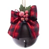 JINGLE BELL BROWN 3.5″/80MM W/ PLAID BOW