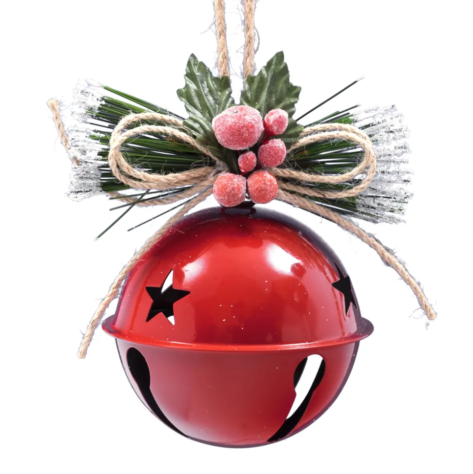JINGLE BELL RED 60MM RED W/ BOW & BERRIES