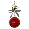 JINGLE BELL RED SHINY 5.5″ W/ RIBBON & HOLLY BERRY HANGER