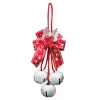 JINGLE BELL WHITEx3 35MM W/ RED-WHITE RIBBON BOW, RED BERRIES/MINI BELLS & SILVER LVS.