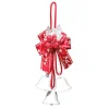 LIBERTY BELLx3 38MM WHITE W/ RED-WHITE RIBBON BOW, RED BERRIES/MINI BELLS & SILVER LVS.