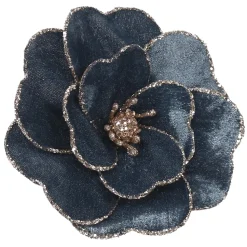MAGNOLIA HEAD BLUE 6″ VELVET W/ GLTR. EDGE & CLIP