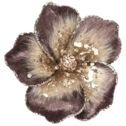MAGNOLIA HEAD BROWN 4″ VELVET W/ SEQUIN & CLIP