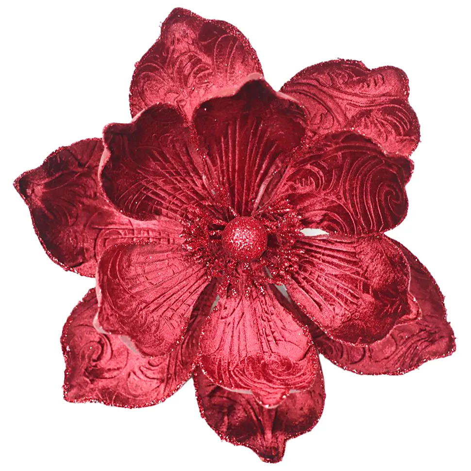 MAGNOLIA HEAD BURGUNDY 9.5″ VELVET W/ CLIP