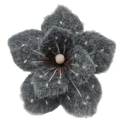 MAGNOLIA HEAD GRAY 6″ FELT FROSTED LOOK W/ CLIP