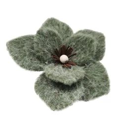 MAGNOLIA HEAD GREEN MOSS 7″ FELT FROSTED LOOK W/ CLIP