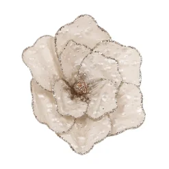 MAGNOLIA HEAD IVORY 6″ VELVET W/ GLITR. EDGE & CLIP