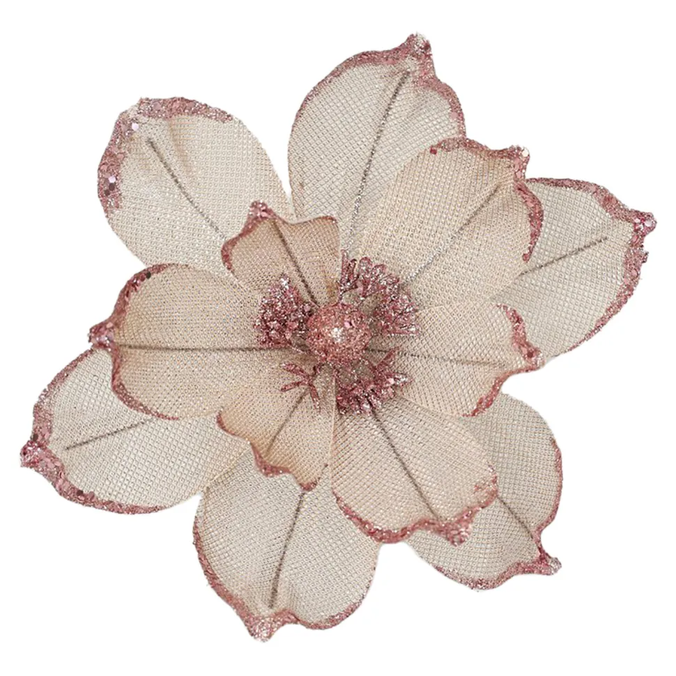 MAGNOLIA HEAD PINK 9.5″ METALLIC/ GLITTER W/ CLIP