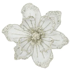 MAGNOLIA HEAD SILVER/PT 8.5″ GLITTER METALLIC W/ CLIP
