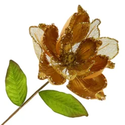 MAGNOLIA STEM GOLD 7″ HEAD METALLIC W/GLITTER TRIM