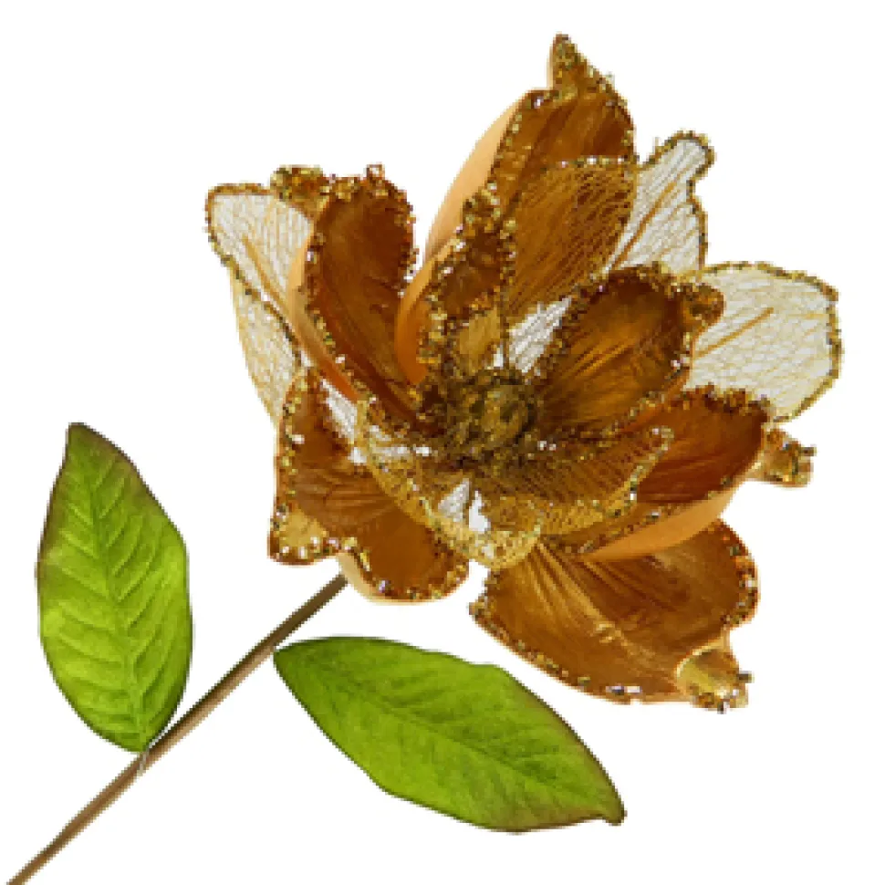 MAGNOLIA STEM GOLD 7″ HEAD METALLIC W/GLITTER TRIM