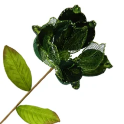 MAGNOLIA STEM GREEN 7″ HEAD METALLIC W/GLITTER TRIM