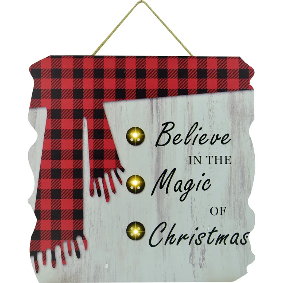 MDF WALL DECOR 16″X16″ 3 LED BELIEVE IN MAGIC OF CHRISTMAS (TMR)