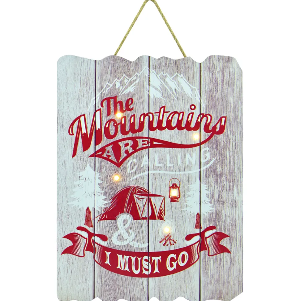MDF WALL DECOR 12″X16″ 5 LED THE MOUNTAINS ARE CALLING & I MUST GO (TMR)