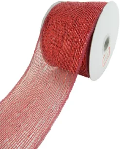 MESH RIBBON 4″ X 25 YDS BURGUNDY FULL GLITTER