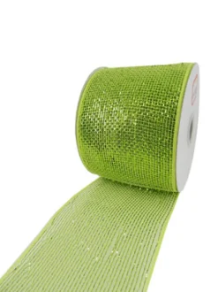 MESH RIBBON 4″ X 25 YDS GREEN (LIME) FULL SPARKLE