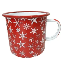 METAL ENAMEL MUG 4″ NORDIC SNOWFLAKES