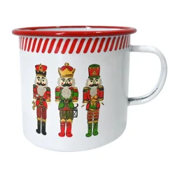 METAL ENAMEL MUG 4″ NUTCRAKERS RED/WHT