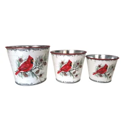 METAL POT W/ CARDINAL RED/WHT 4.2″|5.1″|6” 3PC SET